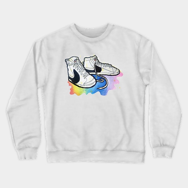 Blazer 77 Jumbo melted rainbow - Traditional painting - sneaker art Crewneck Sweatshirt by DopamineDumpster